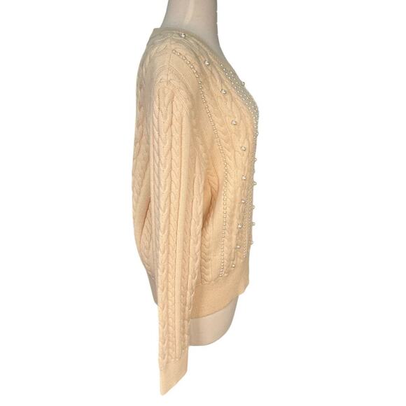 ESCADA by MARGARETHA LEY 100% New Wool Size 42 Cream Tight Knit With Pearls - Picture 4 of 16